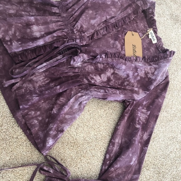 Purple long sleeve tie blouse - Picture 5 of 6